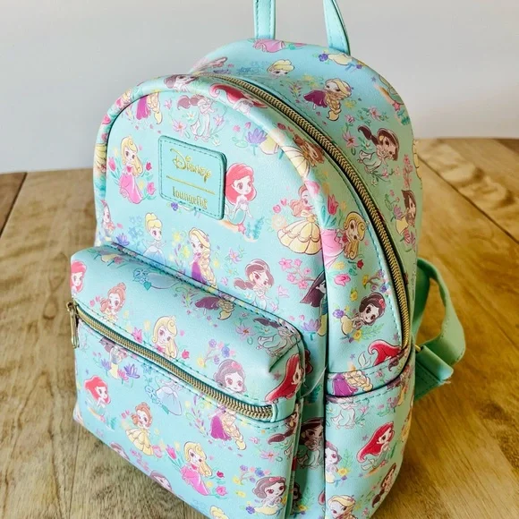 EUC Loungefly Disney Princess Chibi mint blue teal women’s mini backpack Ariel - Picture 2 of 7